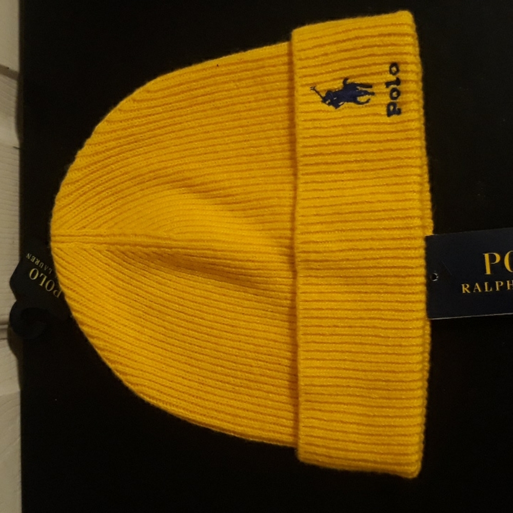 NWT Polo Ralph Lauren Beanie - Yellow/navy blue